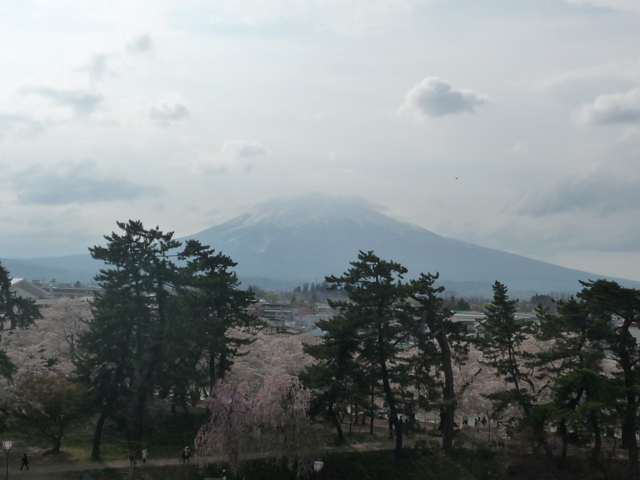 弘前城より見た岩木山